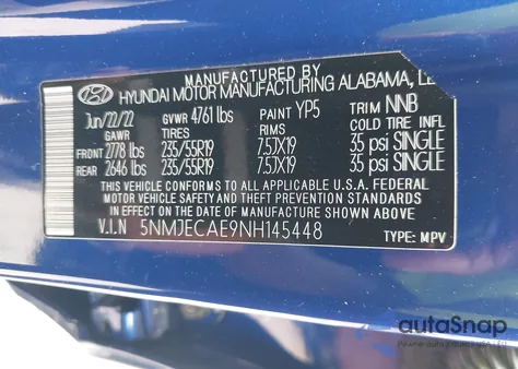 2022 Hyundai Tucson Limited from USA, damaged, VIN 5NMJECAE9NH145448